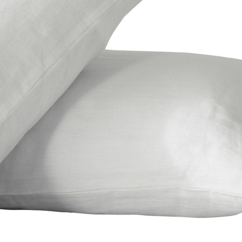 Set of Two Ivory Linen Pillowcases
