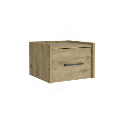 Floating Nightstand, Space-Saving Design With Handy Drawer And Surface, Macadamia