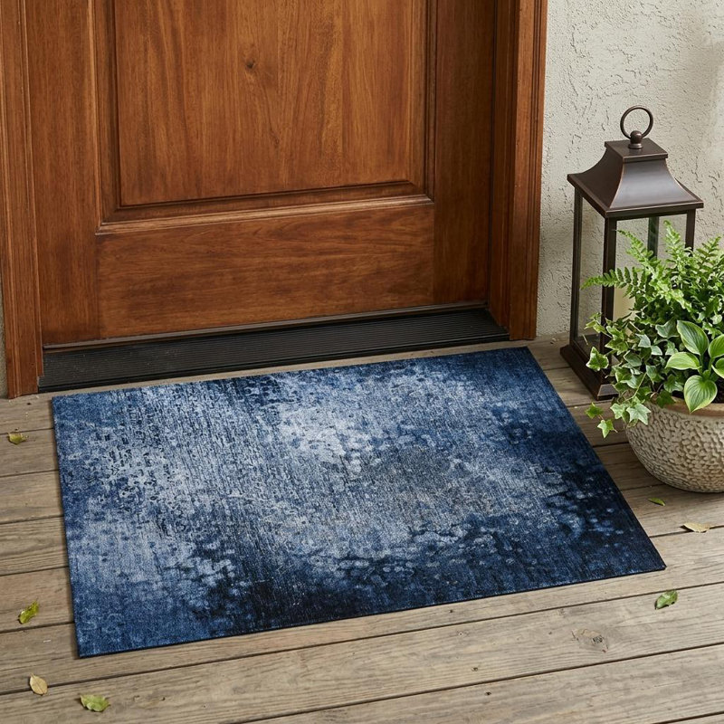 Tapis intérieur lavable antidérapant bleu 2 pi x 3 pi