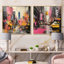 Jaune et rose Pittsburgh City I - ensemble d'art mural sur toile Pittsburgh 2