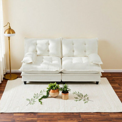 77" Modern Beige Loveseat -  Comfortable 2-Seat Sofa with Lattice Cushions, Modular & Cozy for Living Room or Bedroom