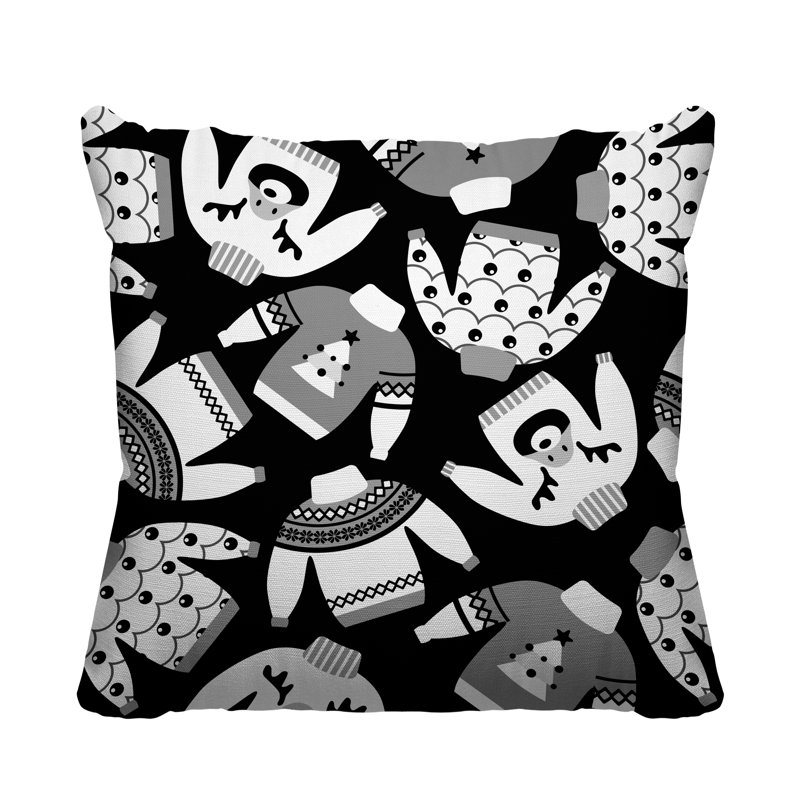 Coussin décoratif intérieur / extérieur Christmas, L 19 po x H 19 po, Noir