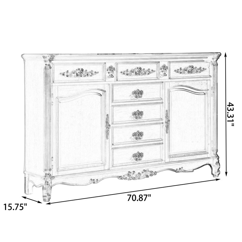 Buffet en bois de noyer massif