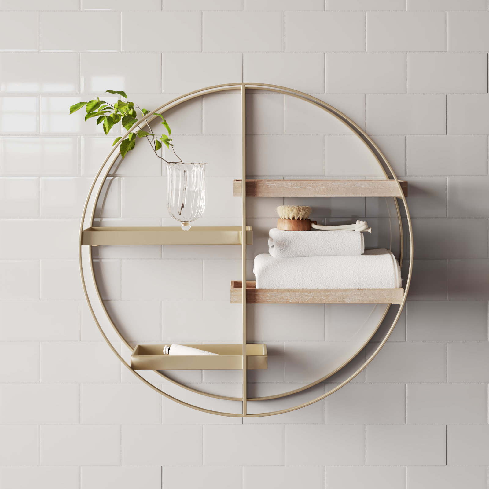 Khala 4 Piece Circle Accent Shelf, Gold