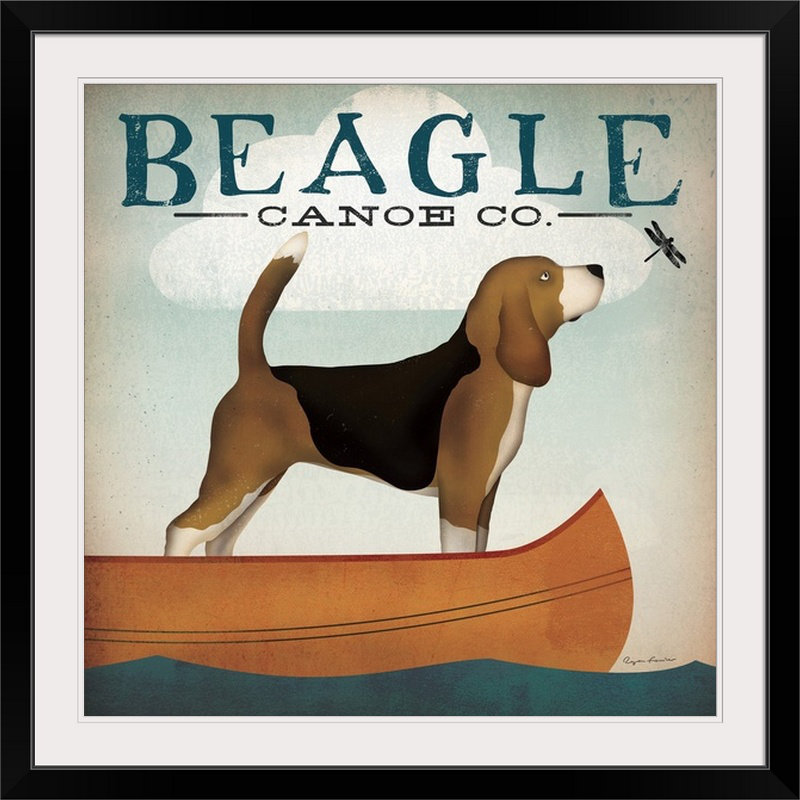 « beagle canoë co » par ryan fowler, affiche rétro, Cadre noir, H 20" x l 20" x P 1"