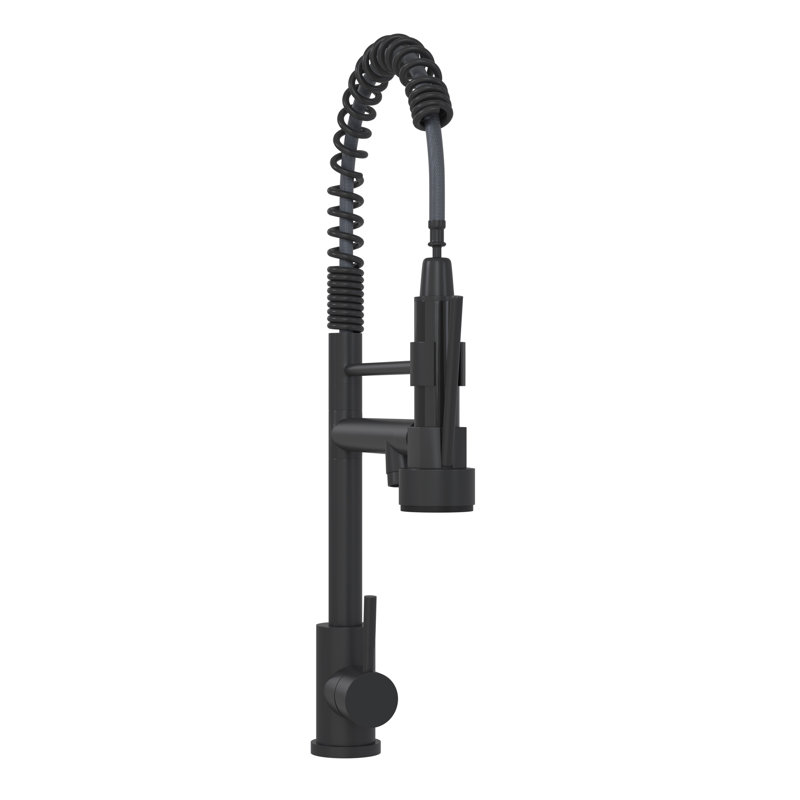 19" Single Handle Kitchen Faucet, Matt Black Finish - Stainless Steel 304, Complements Modern Bathroom Styles Faucet Made With Design For Homes