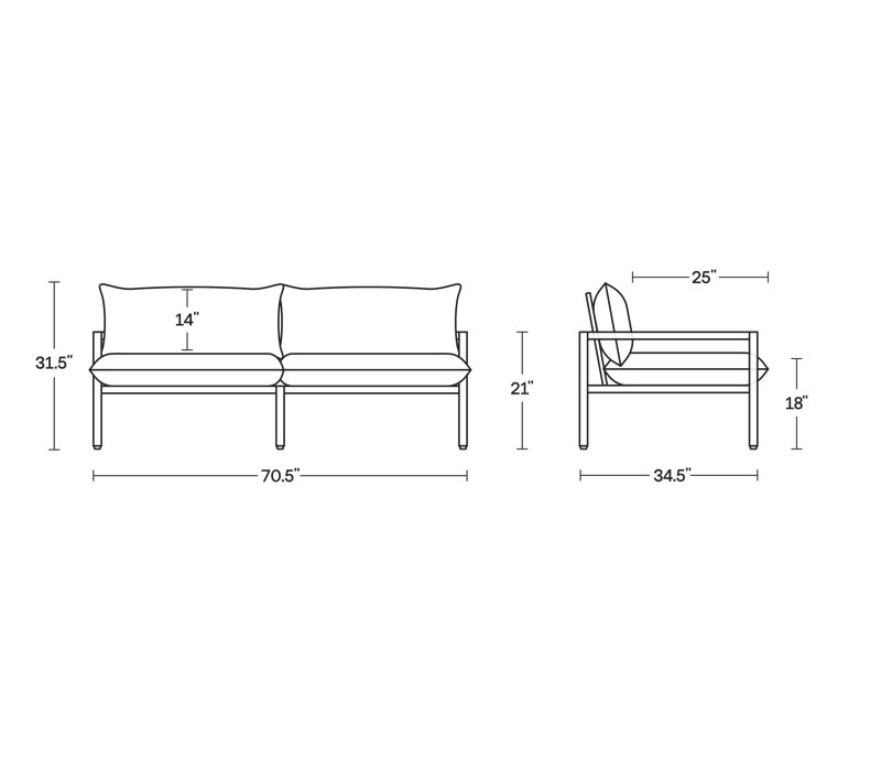 Terra Outdoor 2 - Seat Loveseat, Charcoal