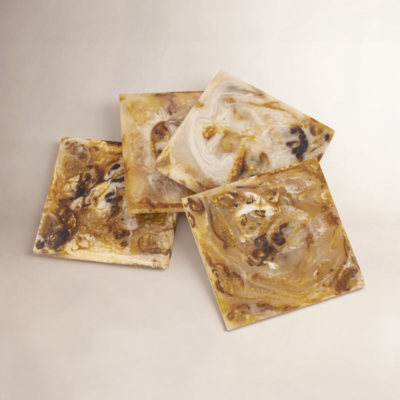 Keirn Resin Square 4 Piece Coaster Set