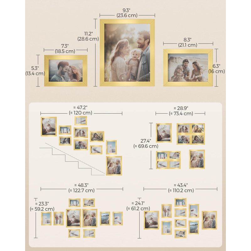 Collage Picture Frames For Wall Gallery Decor Set Of 10, Gold