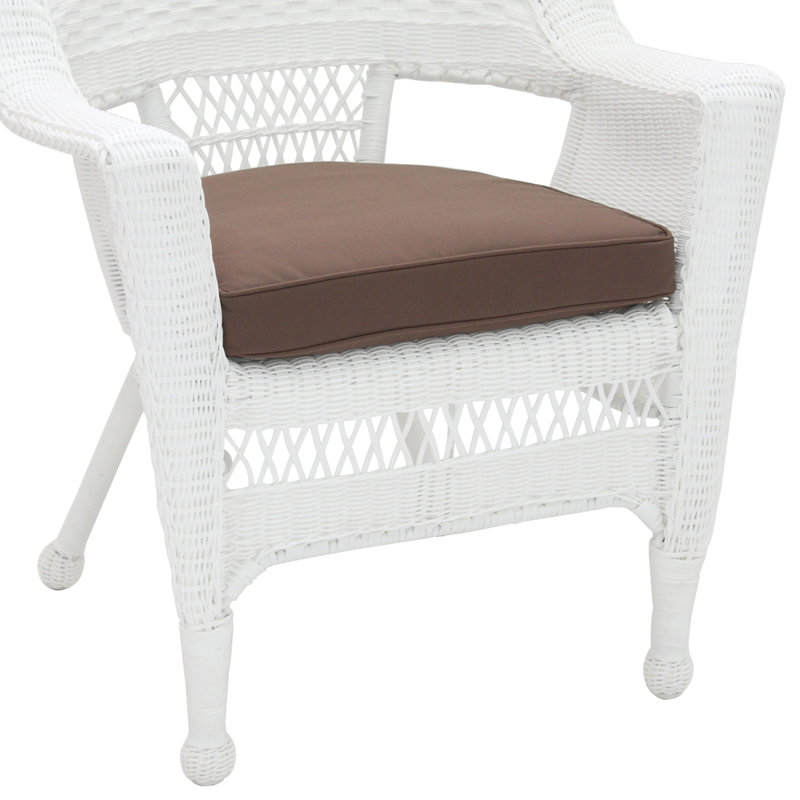 Chaise de patio avec coussins, Brun, Blanc