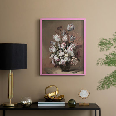 «Vintage Floral Print», reproduction encadrée en bois massif