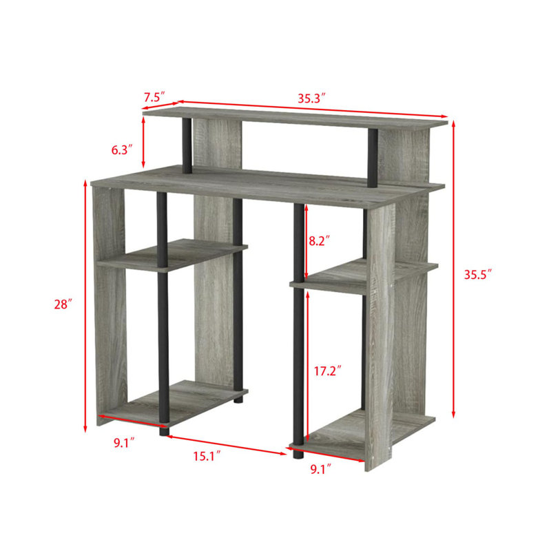 Lansing Computer Desk, French Oak Gray/Black