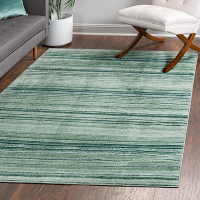 Tapis vert / gris à rayures Osteen