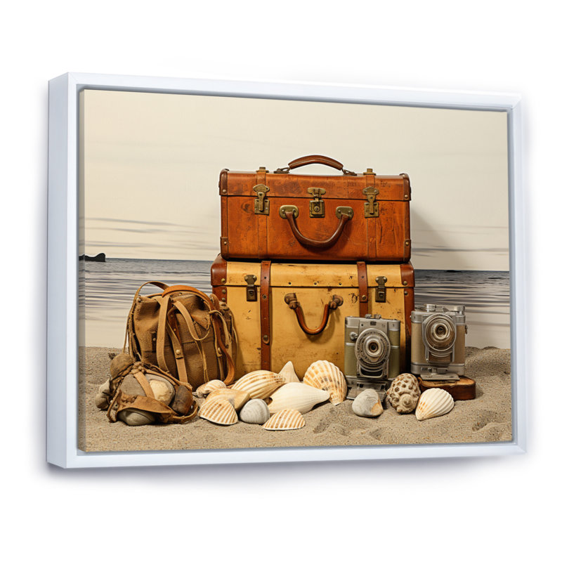Alexsi Beach Travels Collage III sur toile, H 34 po x l 44 po x P 1,5 po, Cadre flottant blanc