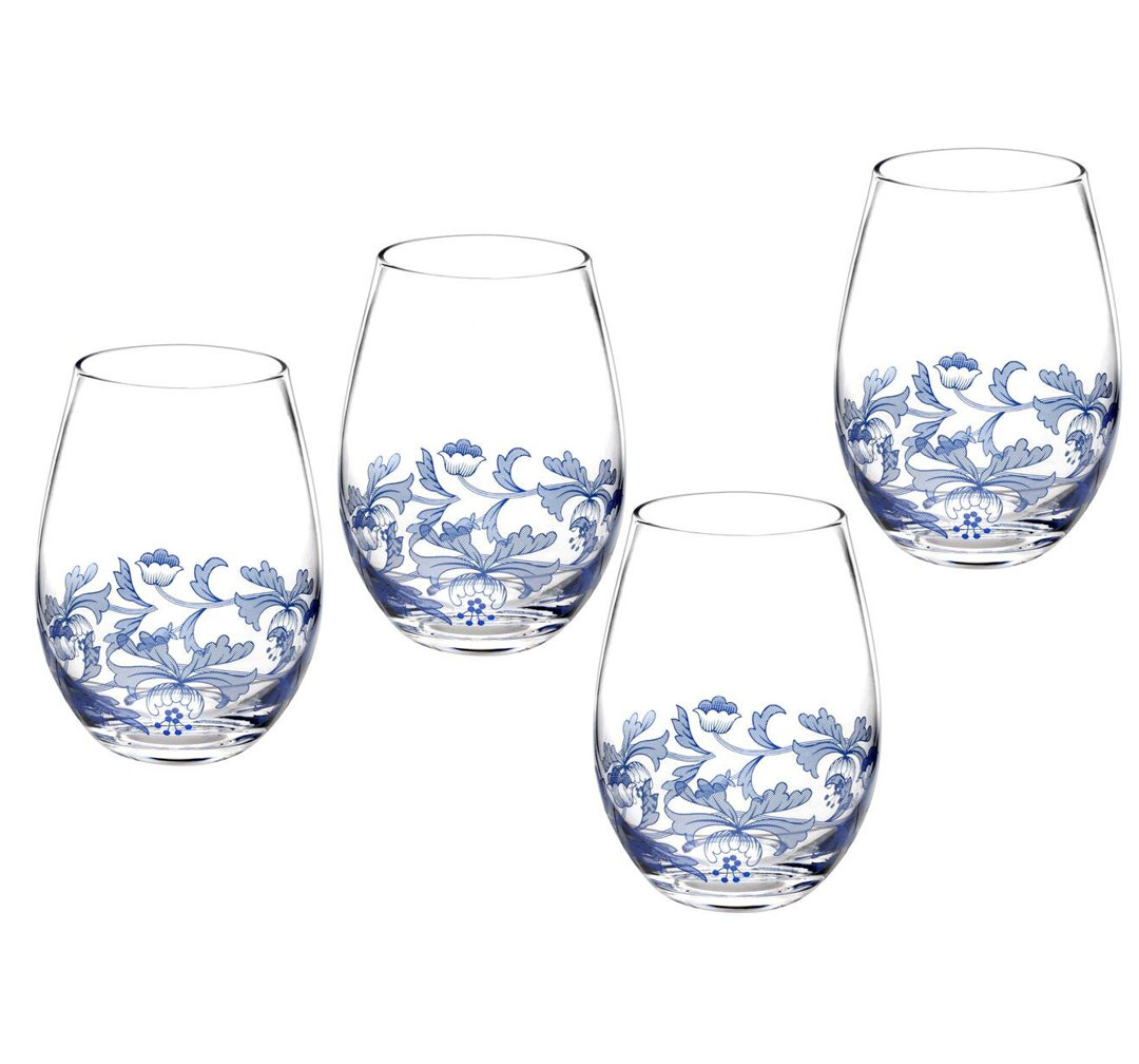 Spode Blue Italian Stemless Glasses 19 Oz (Set of 4) Spode