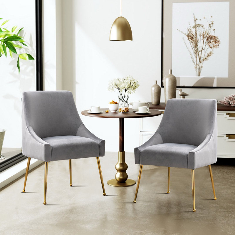 Chaise d'appoint en velours 21,25 po Khivi, Gris