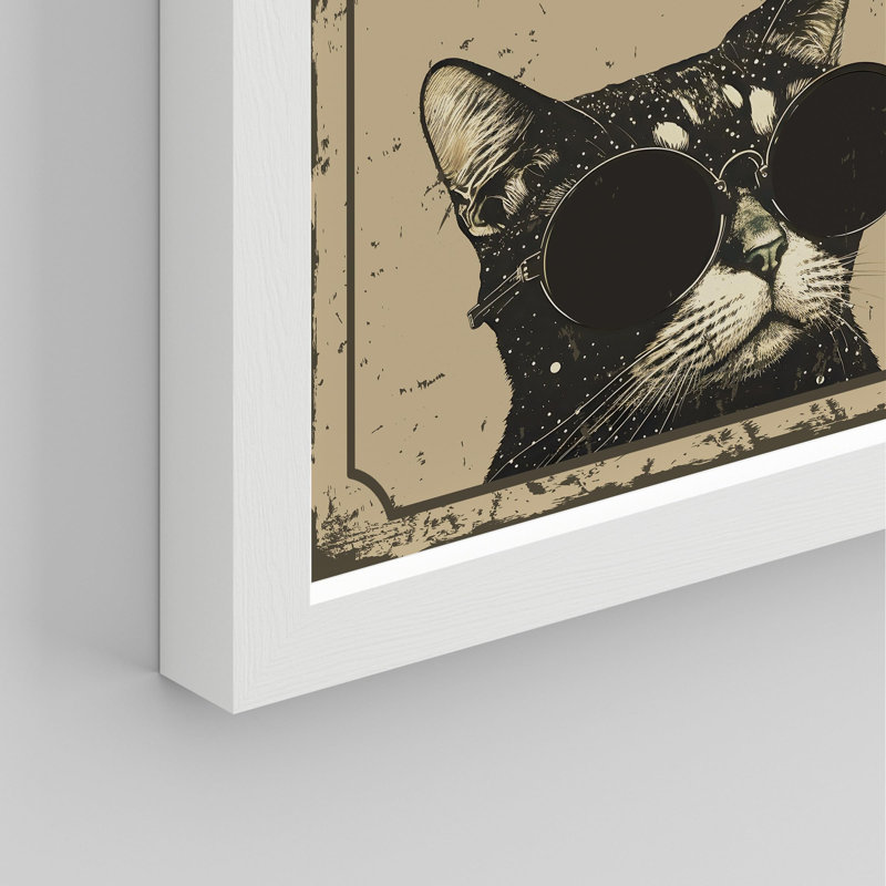 " Black Cats Rule " Print, White, 10" H x 8" W