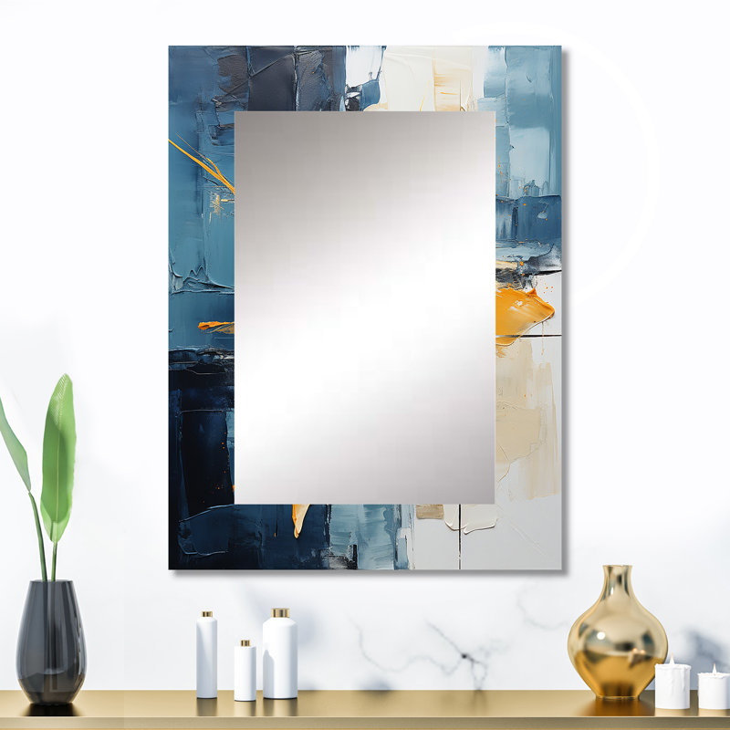 «Abstract Layers I - Abstract Collages», miroir mural moderne et contemporain, art imprimé en métal, 32 po x 24 po