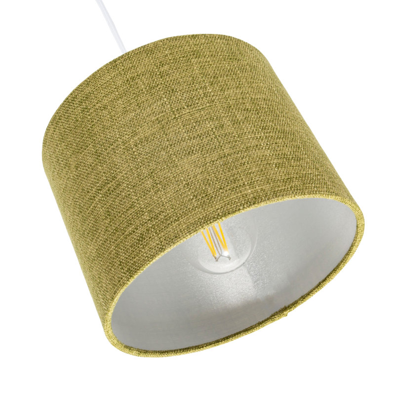 30cm Linen Drum Lamp Shade, Olive Green, 20cm H x 30cm W x 30cm D