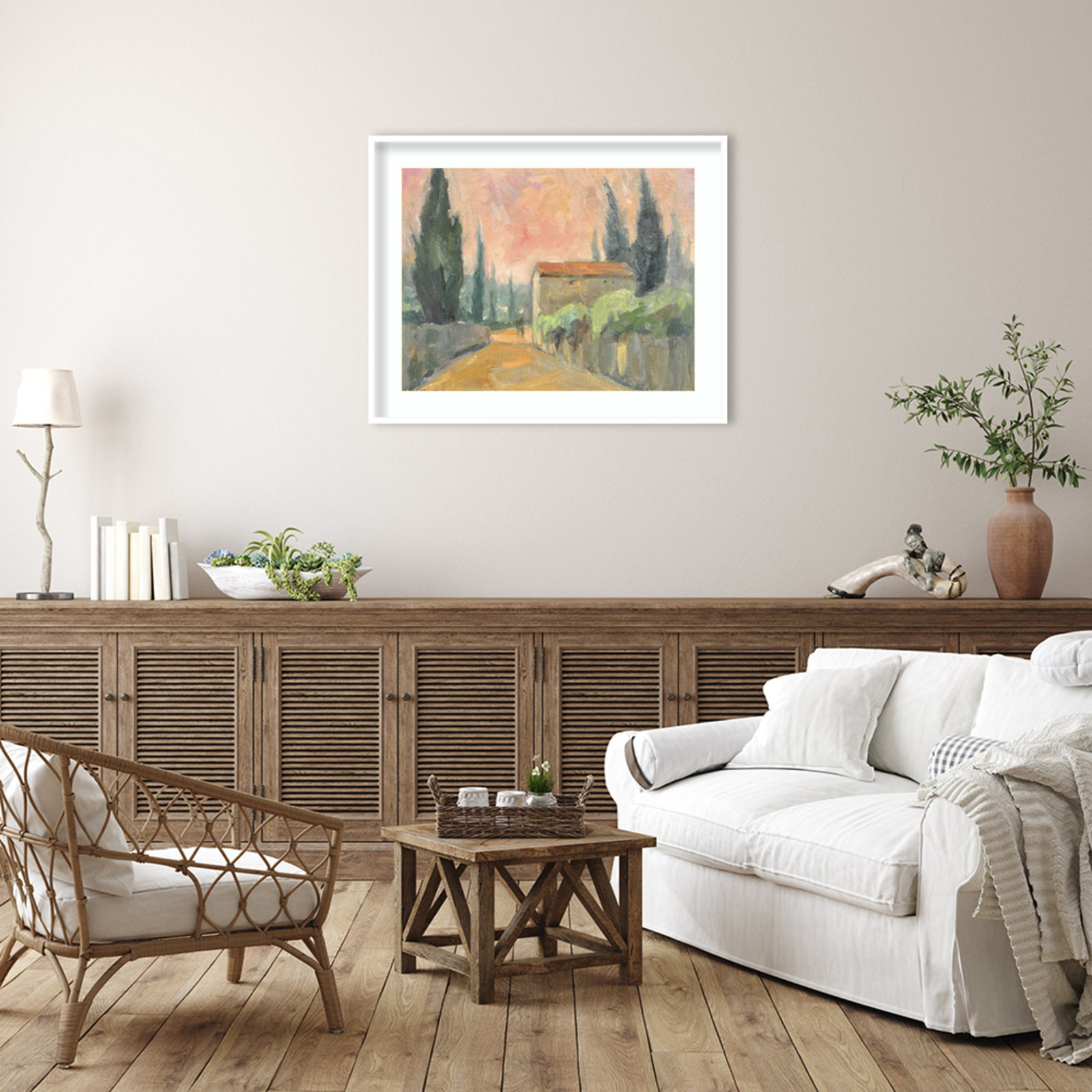Tuscan Farmhouse Print, White, 33" H x 41" W