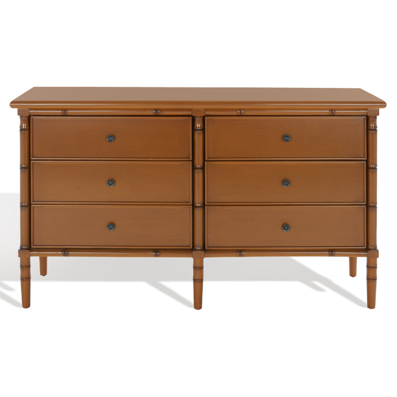  6 Drawer 56" W Double Dresser, Brun