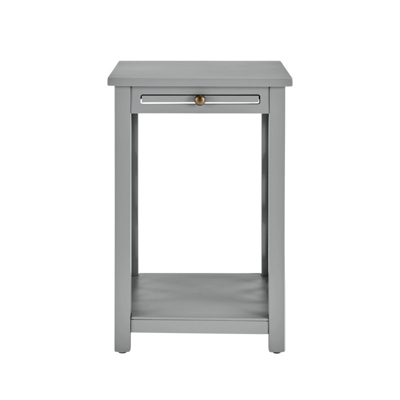 Table de bout rectangulaire Lund 15,75 "avec 1 plateau et 1 tablette Lund, Gris