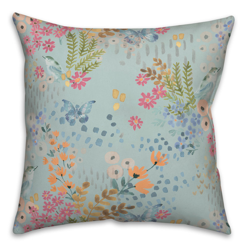 Coussin Floral, Bleu