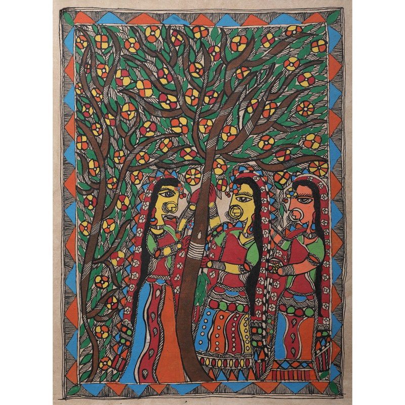 Tva Savitri | Madhubani, peinture sur papier faite à la main | Par Ajay Kumar Jha