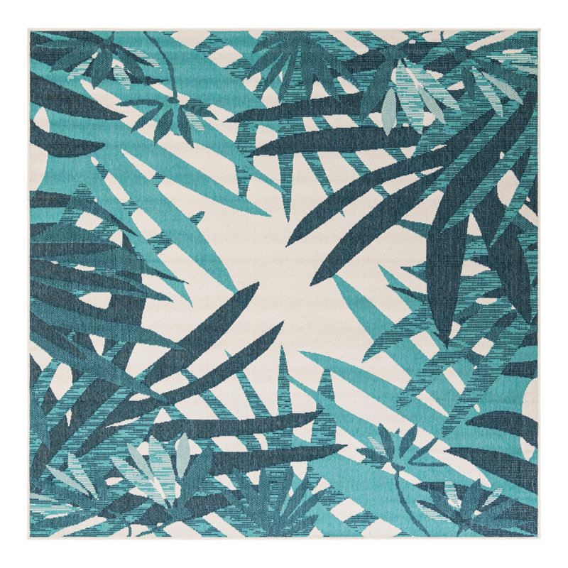 Indoor/Outdoor Botanical Area Rug, Square 7'10"