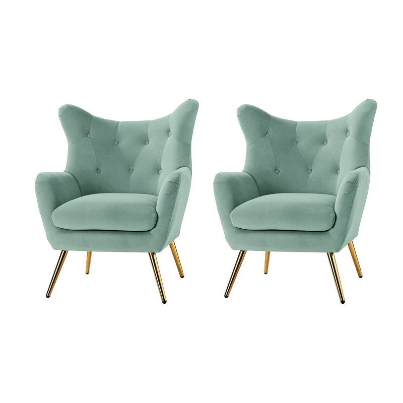 Fauteuil à oreilles 29,25 po Avianna, Velours sauge
