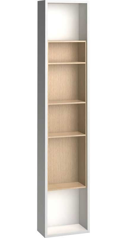 Reba Bookcase, White/Oak, H206 x W57 x D22cm