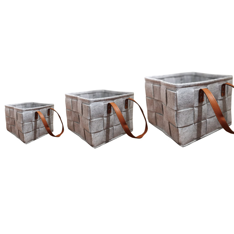 Ensemble 3 pièces de tissu et de cubes de feutre de rangement