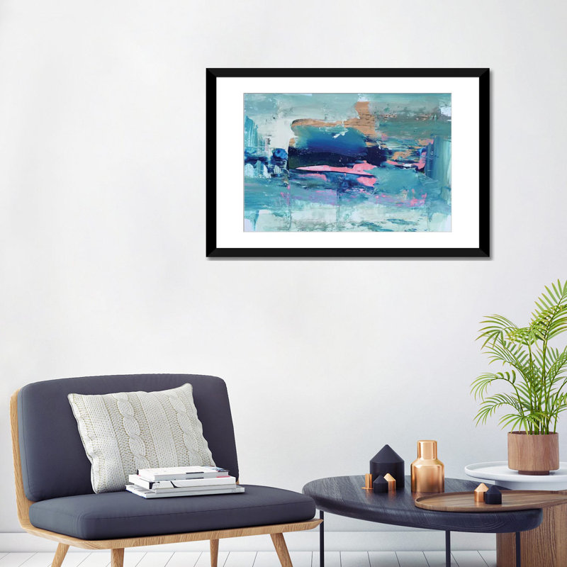 « large ocean », reproduction sur toile, H 24 po x l 32 po x P 1 po, Papier beaux-arts encadré noir, Blanc