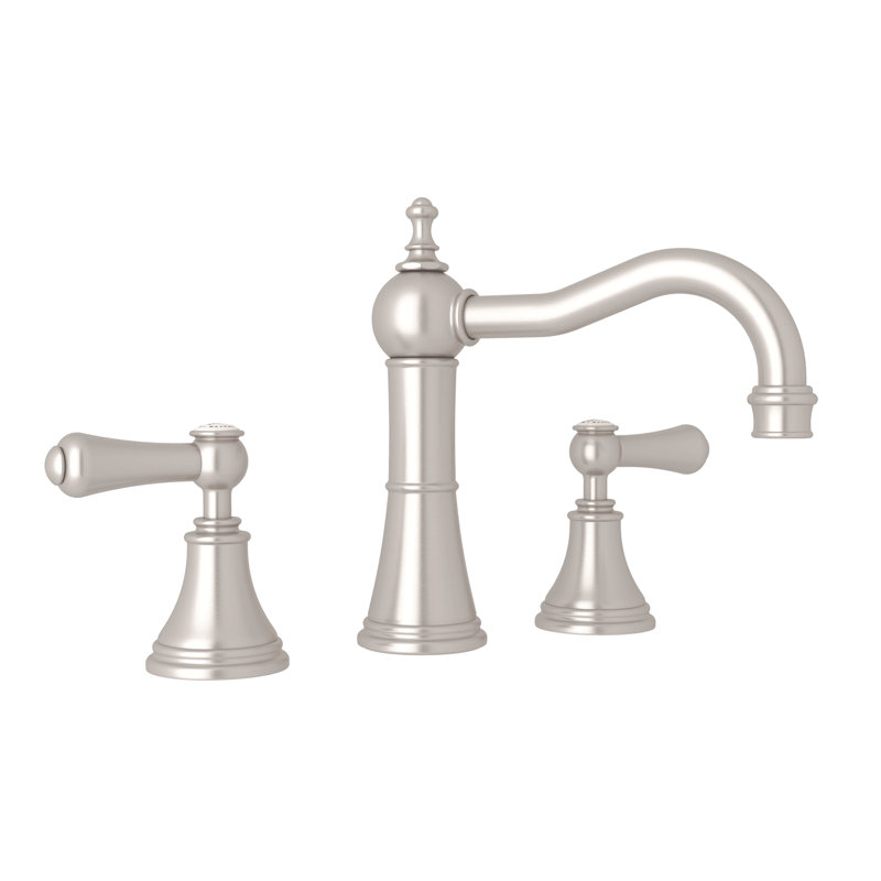 Georgian Era Widespread Lavatory Faucet with Column Spout, Satin Nickel, Lever