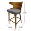 De 2 chaises de bar de style Mid-Century, tissu gris, bois d'hévéa, tapissier, 41 po