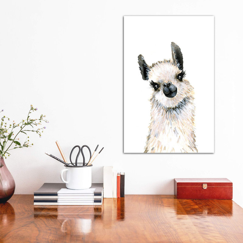 «Llama» par Mercedes Lopez Charro - reproduction d'art, Toile tendue, Pas de tapis, H 26 po x l 18 po x 1,5 po