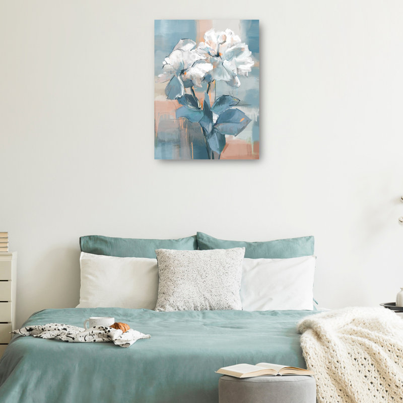 Spring Duet Blue and White Floral Canvas Art Print