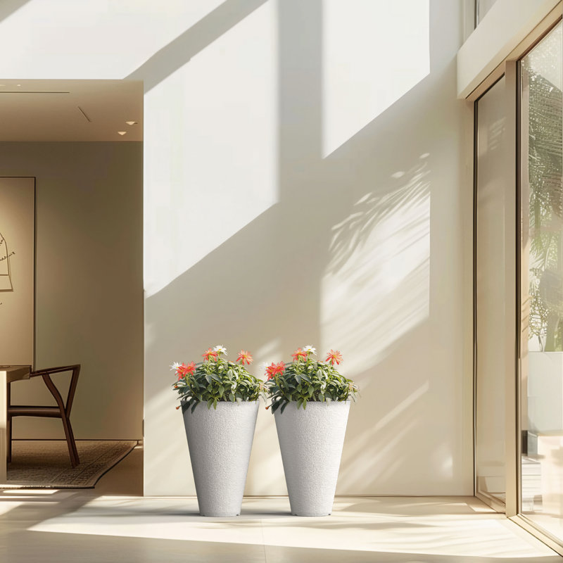 Aftina Pot Planter, 18" H x 11.8" W x 11.8" D, White