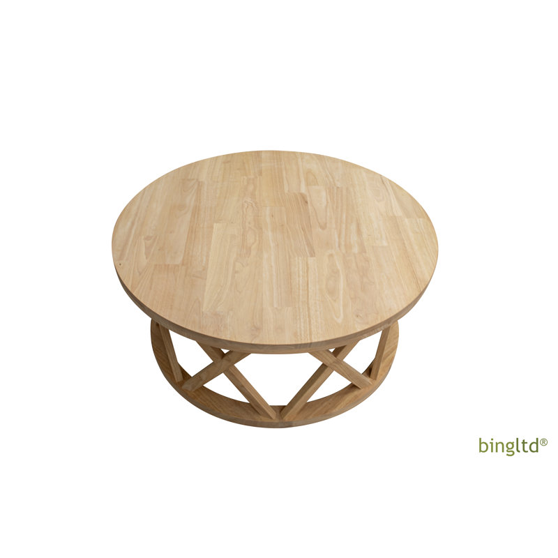 Camilla 40" Round Solid Hardwood Coffee Table in Light Brown