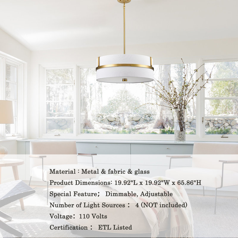 Luminaire suspendu en tissu doré