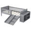 Lit mezzanine simple pour enfants avec glissade et rangement mobile-568413494