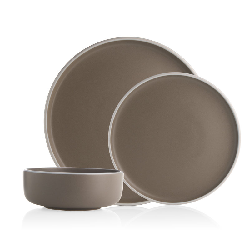 Service de table 12 pièces Sayville Speckled, Gris / Blanc