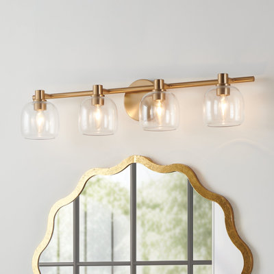 Craigsville 30-inch 4-light Champagne Gold Vanity Light with Clear Glass Shades