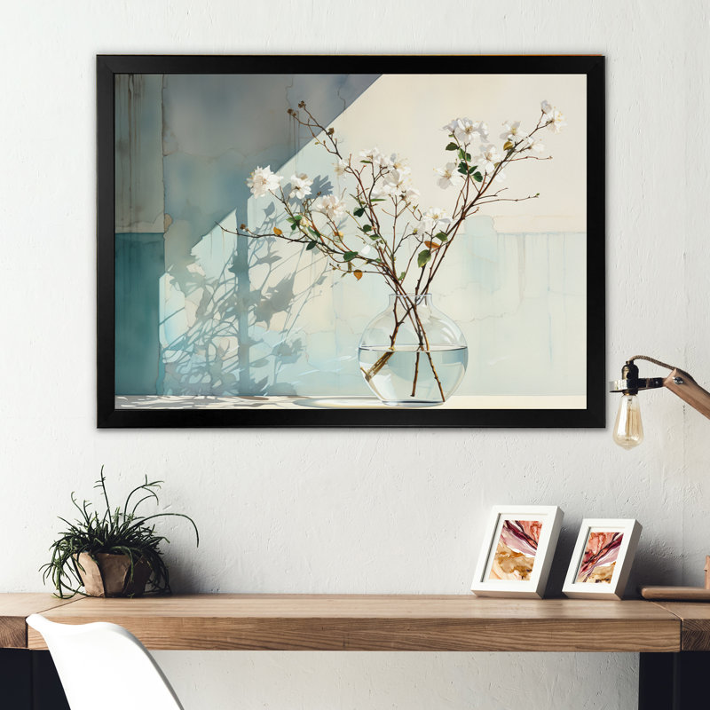 Reflections and Simplicity Vase I sur toile, H 24 po x l 32 po x P 1 po, Cadre simple noir