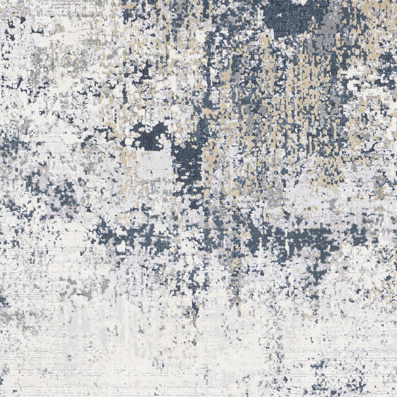 Tapis ivoire / bleu sarcelle Adelene, Rectangle 5 pi x 7 pi 3 po