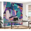 Murale abstraite pelez et collez Lameeka - Formes aléatoires turquoise-106566873