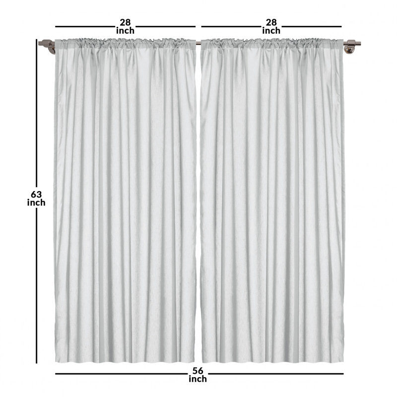 Petrol Blue and White Floral Microfiber Rod Pocket Curtain Panels