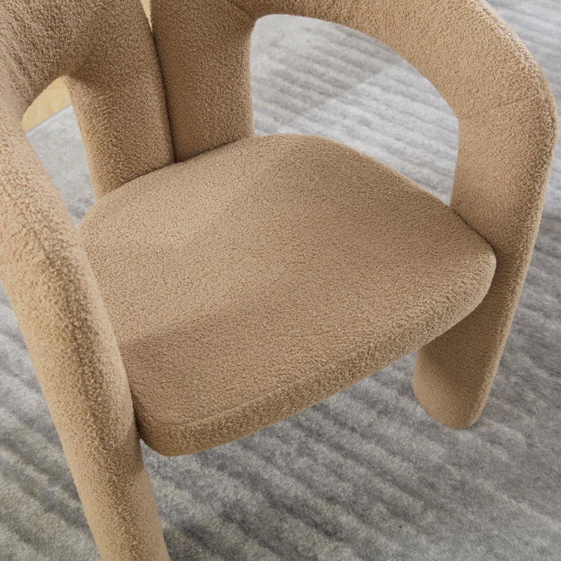Ensemble de 2 fauteuils d'appoint / de salle à manger en tissu de velours de conception contemporaine, Combinaison chameau