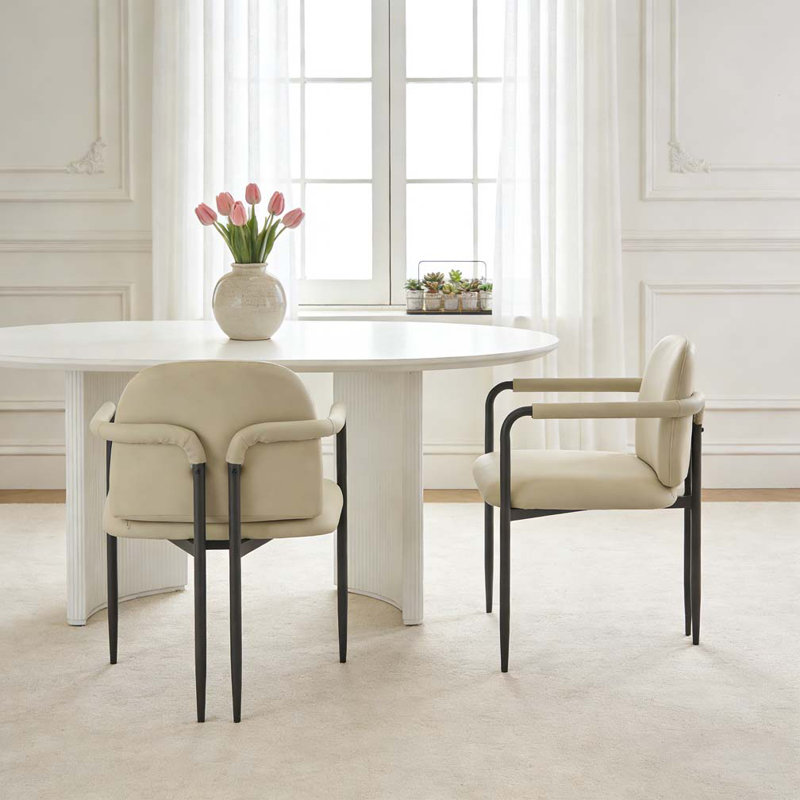 Chaise de salle à manger avec cadre en fer, Espresso, kaki
