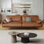 Causeuse coussin orange en cuir véritable-105586244-105586245